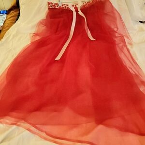 Red Sheer skirt with floral waistband